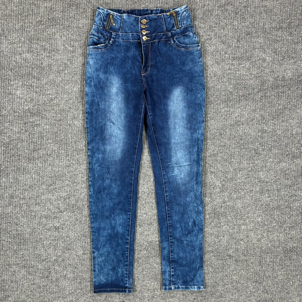 M. Michel Jeans Women Size 15 Blue Denim Skinny Stretch Button Fly High-Rise Y2k